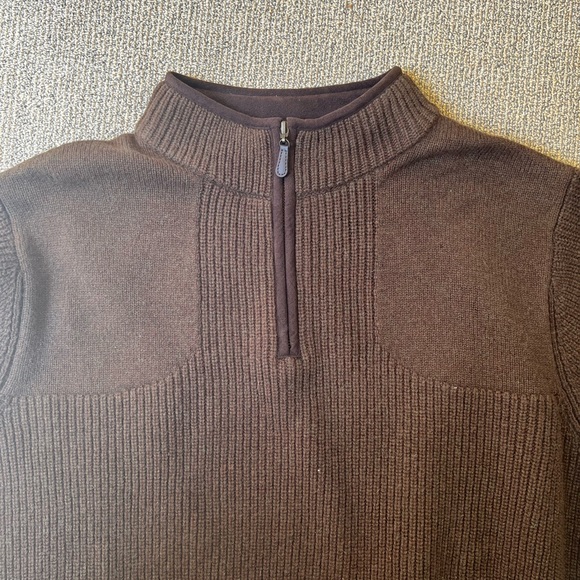 Men’s L.L. Bean Brown Merino Lambs’ Wool Half Zip-Up Sweater Size L - Picture 4 of 6